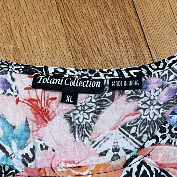 Tolani Collection Floral Caftan Poncho Blouse Womens Size XL Boho Lightweight - Picture 12 of 13